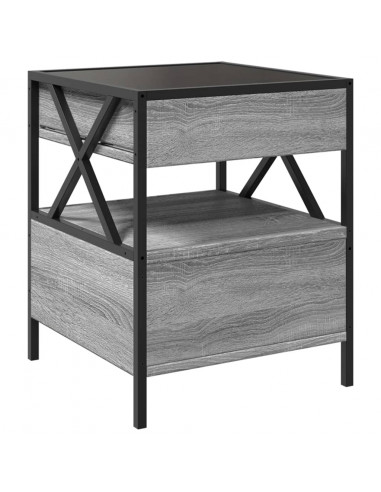 Comodino con LED Infinity Grigio Sonoma 40x40x51 cm