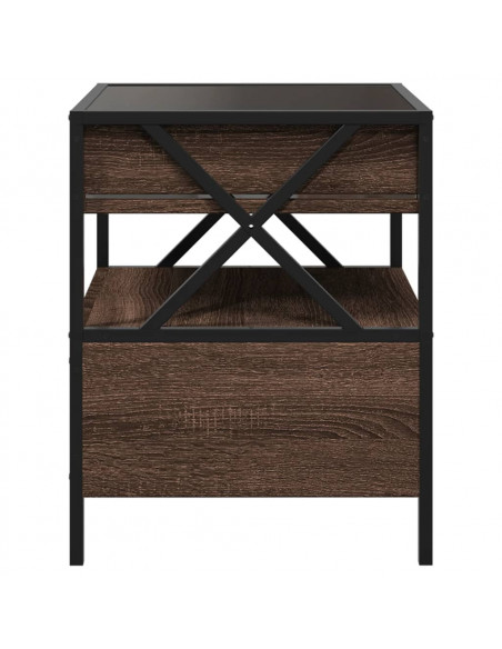 Comodino con LED Infinity Rovere Marrone 40x40x51 cm