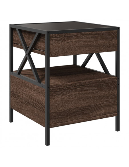 Comodino con LED Infinity Rovere Marrone 40x40x51 cm