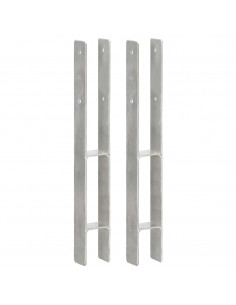 Picchetti per Recinzione 2 pz Argento 7x6x60 cm Acciaio Zincato 2