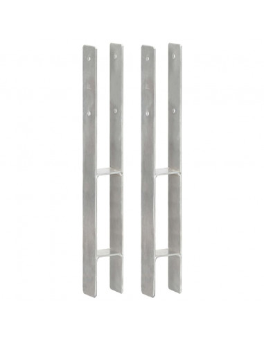 Picchetti per Recinzione 2 pz Argento 7x6x60 cm Acciaio Zincato