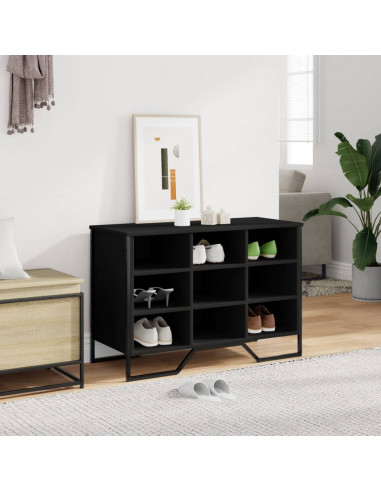 Scarpiera Nera 90x38x61,5 cm in Truciolato