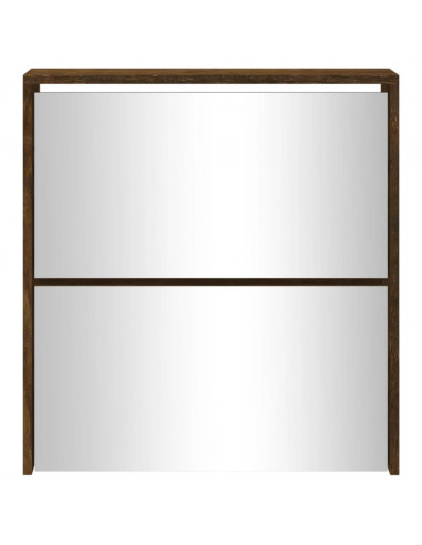 Scarpiera con Specchio a 2 Livelli Rovere fumo 63x17x67 cm