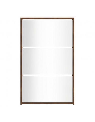 Scarpiera con Specchio a 3 Livelli Rovere marrone 63x17x102,5cm
