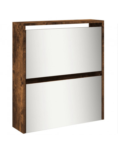 Scarpiera con Specchio a 5 Livelli Rovere Fumo 63x17x169,5 cm