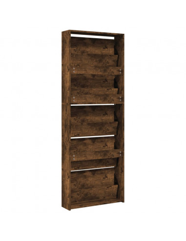 Scarpiera con Specchio a 5 Livelli Rovere Fumo 63x17x169,5 cm