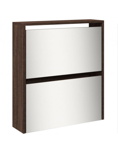 Scarpiera con Specchio a 5 Livelli Rovere Marrone 63x17x169,5cm