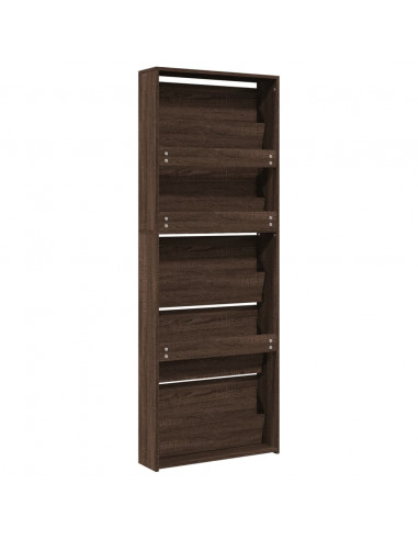 Scarpiera con Specchio a 5 Livelli Rovere Marrone 63x17x169,5cm
