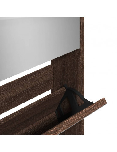 Scarpiera con Specchio a 5 Livelli Rovere Marrone 63x17x169,5cm