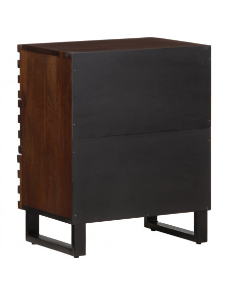 Comodino Marrone 50x34x62 cm in Legno Massello di Mango