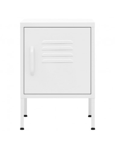 Comodino Bianco 35x35x51 cm in Acciaio