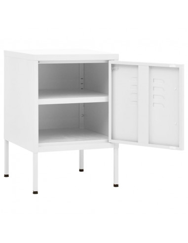 Comodino Bianco 35x35x51 cm in Acciaio