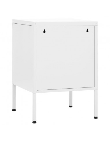 Comodino Bianco 35x35x51 cm in Acciaio