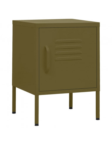 Comodino Verde Oliva 35x35x51 cm in Acciaio