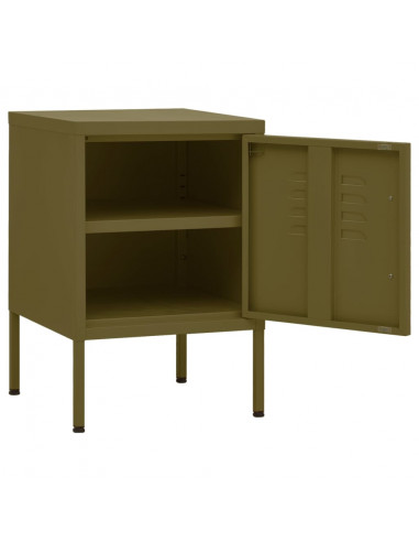 Comodino Verde Oliva 35x35x51 cm in Acciaio
