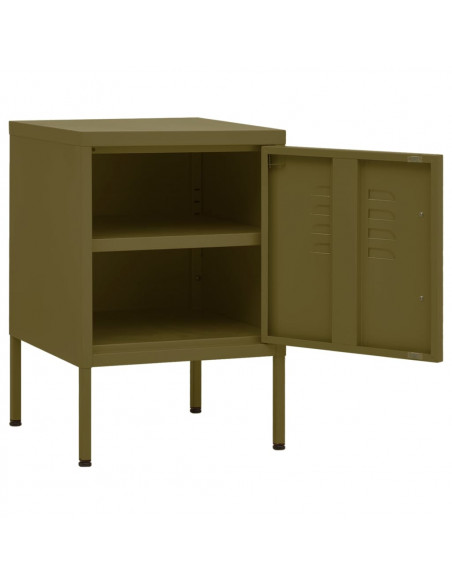 Comodino Verde Oliva 35x35x51 cm in Acciaio
