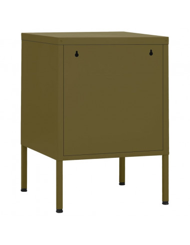 Comodino Verde Oliva 35x35x51 cm in Acciaio