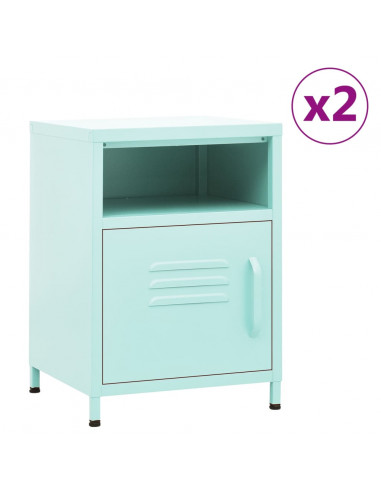 Comodini 2 pz Menta 35x35x51 cm in Acciaio