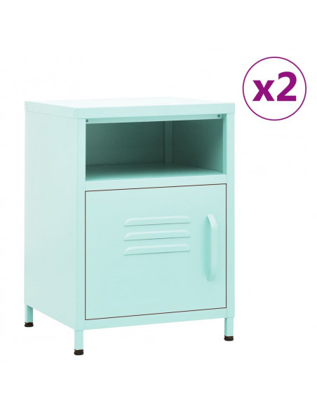 Comodini 2 pz Menta 35x35x51 cm in Acciaio