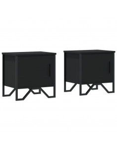 Comodini Neri 2 pz 40x30x40 cm in Legno Multistrato 2
