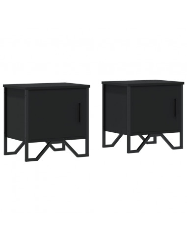Comodini Neri 2 pz 40x30x40 cm in Legno Multistrato