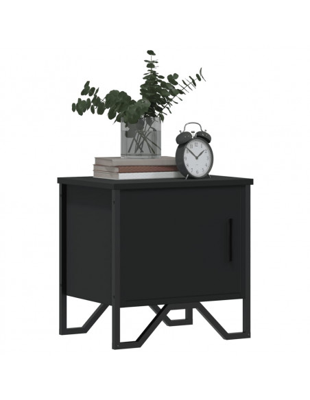 Comodini Neri 2 pz 40x30x40 cm in Legno Multistrato