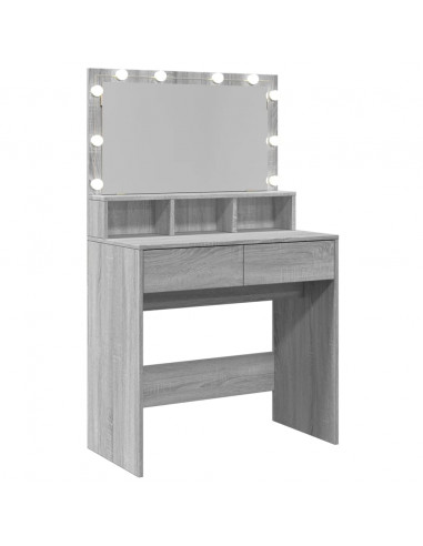 Toeletta con LED Grigio Sonoma 80x41x134,5 cm