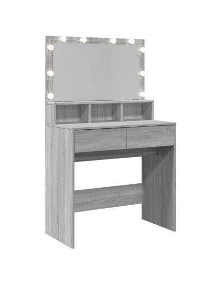 Toeletta con LED Grigio Sonoma 80x41x134,5 cm