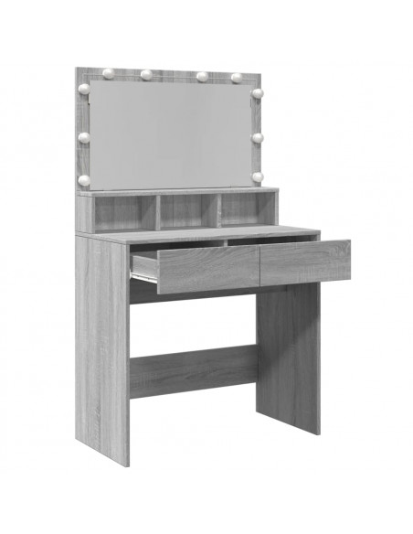 Toeletta con LED Grigio Sonoma 80x41x134,5 cm
