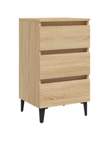 Comodino con Gambe in Metallo Rovere Sonoma 40x35x69 cm
