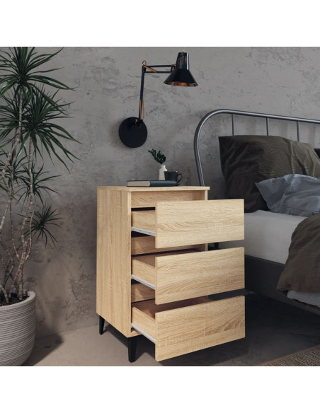 Comodino con Gambe in Metallo Rovere Sonoma 40x35x69 cm