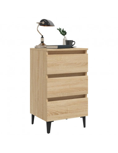 Comodino con Gambe in Metallo Rovere Sonoma 40x35x69 cm