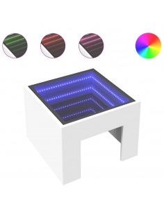 Comodino con LED Infinity Bianco 40x40x30 cm 2