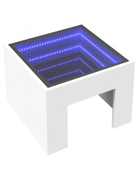 Comodino con LED Infinity Bianco 40x40x30 cm