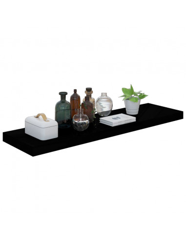 Scaffali a Parete 4 pz Nero Lucido 90x23,5x3,8 cm in MDF