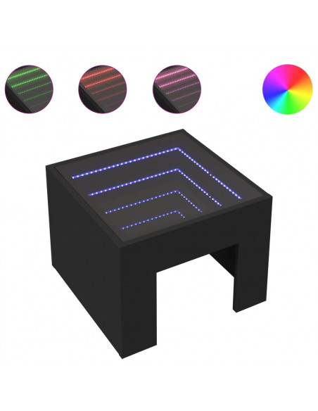 Comodino con LED Infinity Nero 40x40x30 cm