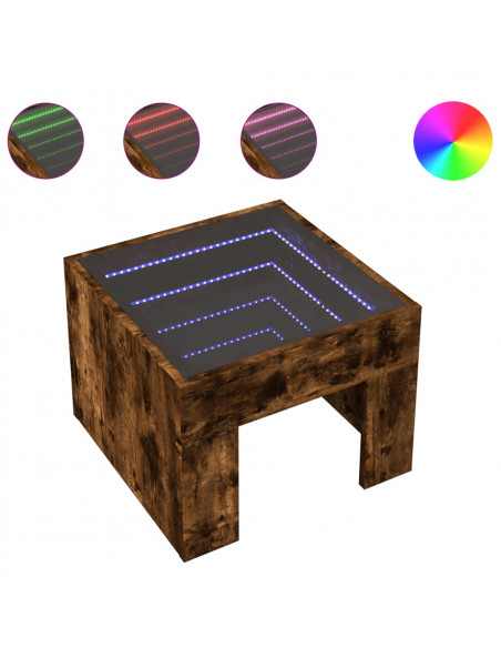 Comodino con LED Infinity Rovere Fumo 40x40x30 cm