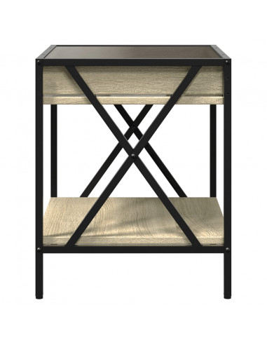 Comodino con LED Infinity Rovere Fumo 40x40x49 cm