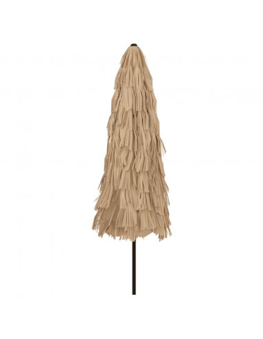 Ombrellone Giardino LED e Palo in Acciaio Marrone 324x324x247cm