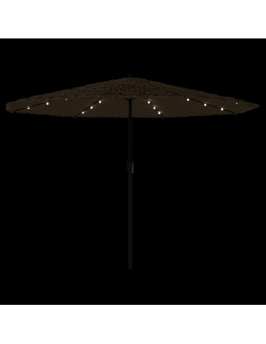Ombrellone Giardino LED e Palo in Acciaio Marrone 324x324x247cm