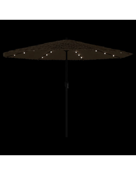 Ombrellone Giardino LED e Palo in Acciaio Marrone 324x324x247cm