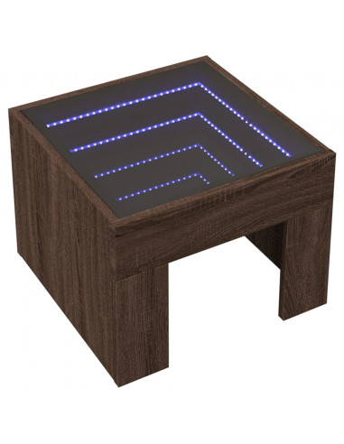 Comodino con LED Infinity Rovere Marrone 40x40x30 cm