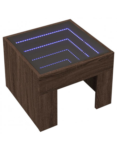 Comodino con LED Infinity Rovere Marrone 40x40x30 cm