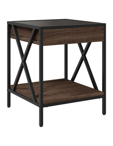 Comodino con LED Infinity Rovere Marrone 40x40x49 cm