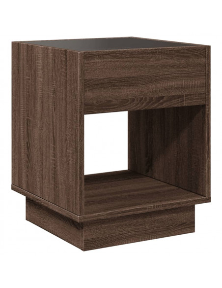 Comodino con LED Infinity Rovere Marrone 40x40x50 cm