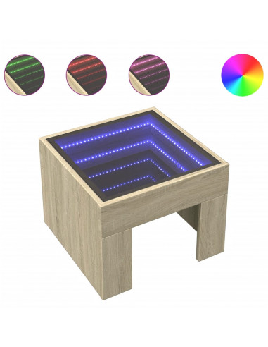 Comodino con LED Infinity Rovere Sonoma 40x40x30 cm