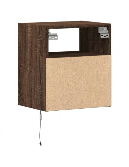 Mobile TV a Parete con Luci LED Rovere Marrone 41x31x45 cm