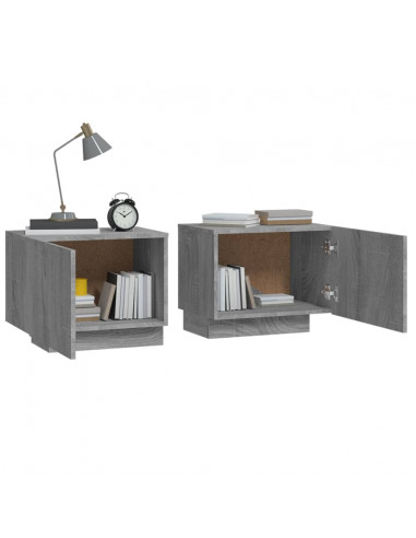 Comodino Grigio Sonoma 100x35x40 cm in Legno Multistrato