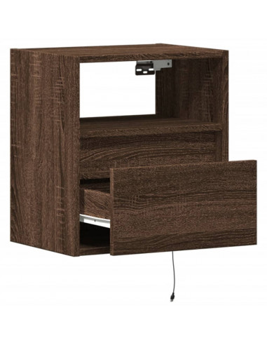 Mobile TV a Parete con Luci LED Rovere Marrone 41x31x45 cm