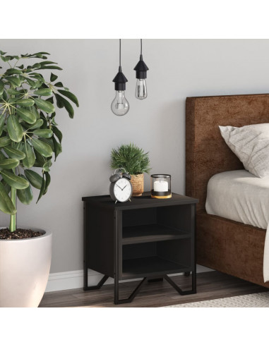 Comodino Nero 40x30x40 cm in Legno Multistrato